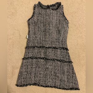SHEIN Black and Gray Tweed Midi Dress